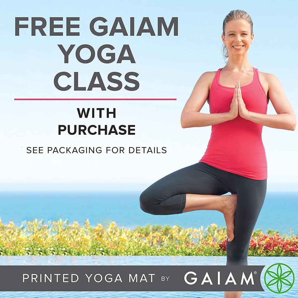 Gaiam - Esterilla de yoga de calidad superior de 5mm, lisa, gruesa y antideslizante para todo tipo de ejercicios de yoga, pilates y gimnasia (173 cm x 61 cm x 5 mm)