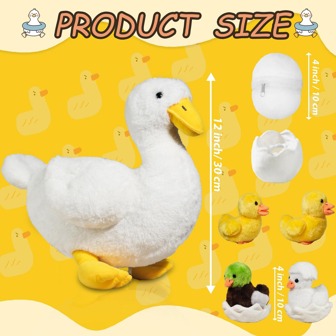 Juguete de pato de peluche 7 en 1, peluche de pato de 12" con 4...