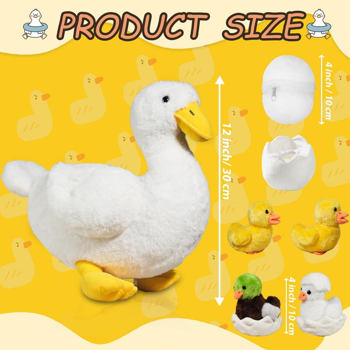 Juguete de pato de peluche 7 en 1, peluche de pato de 12" con 4...