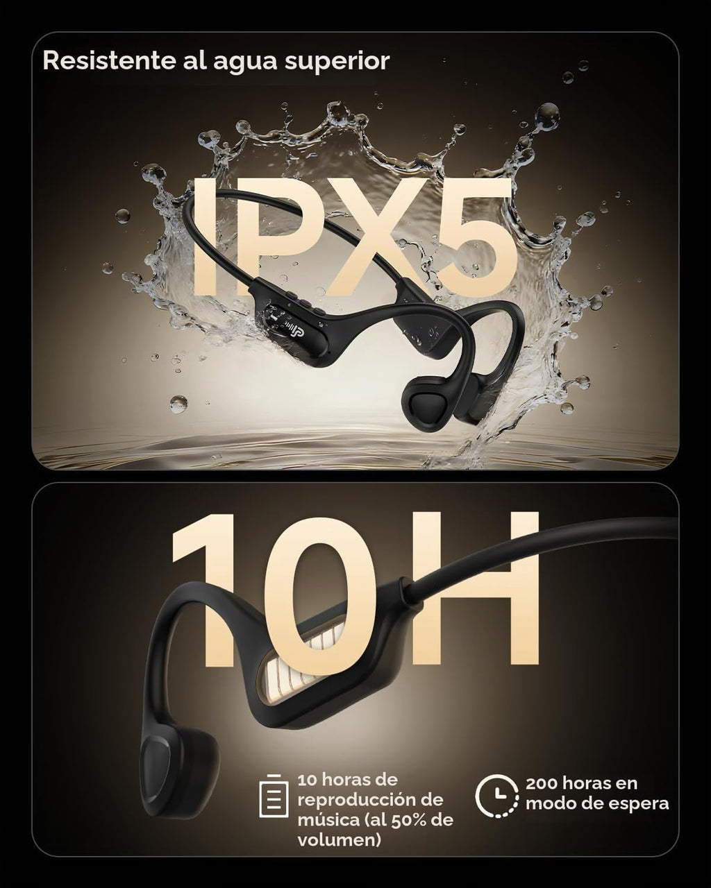 PSIER Auriculares de conducción ósea, auriculares de conducción ósea, Bluetooth inalámbrico 6.0