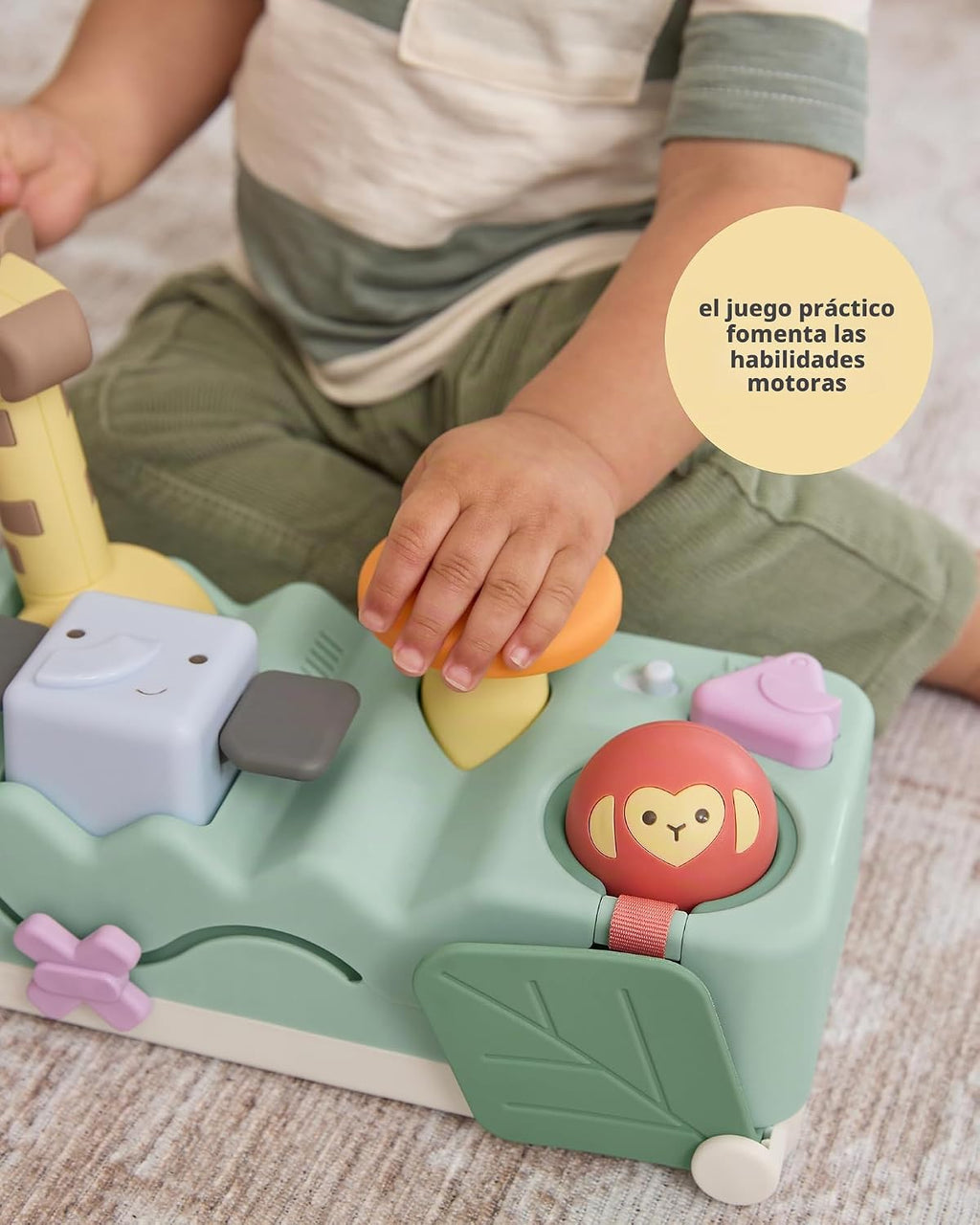 Skip Hop Tiempo boca abajo y juego sentado causa y efecto desarrollo musical para bebé juguete con 12 sonidos de animales, luces, música y 6 actividades, maravillas geométricas 2 en 1, banco de