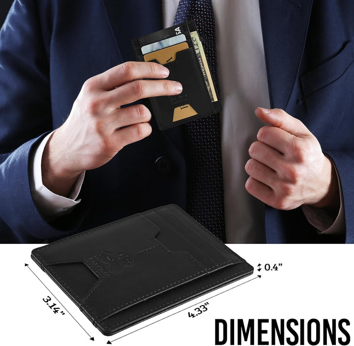 BULL GUARD Cartera delgada de piel con bloqueo RFID para hombre con...