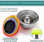 P&P CHEF Juego de 6 cuencos de acero inoxidable con tapas, multicolor