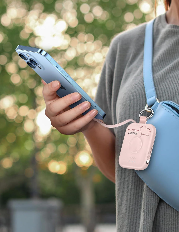 RORRY Cargador portátil, batería externa de 5000 mAh con cables int...