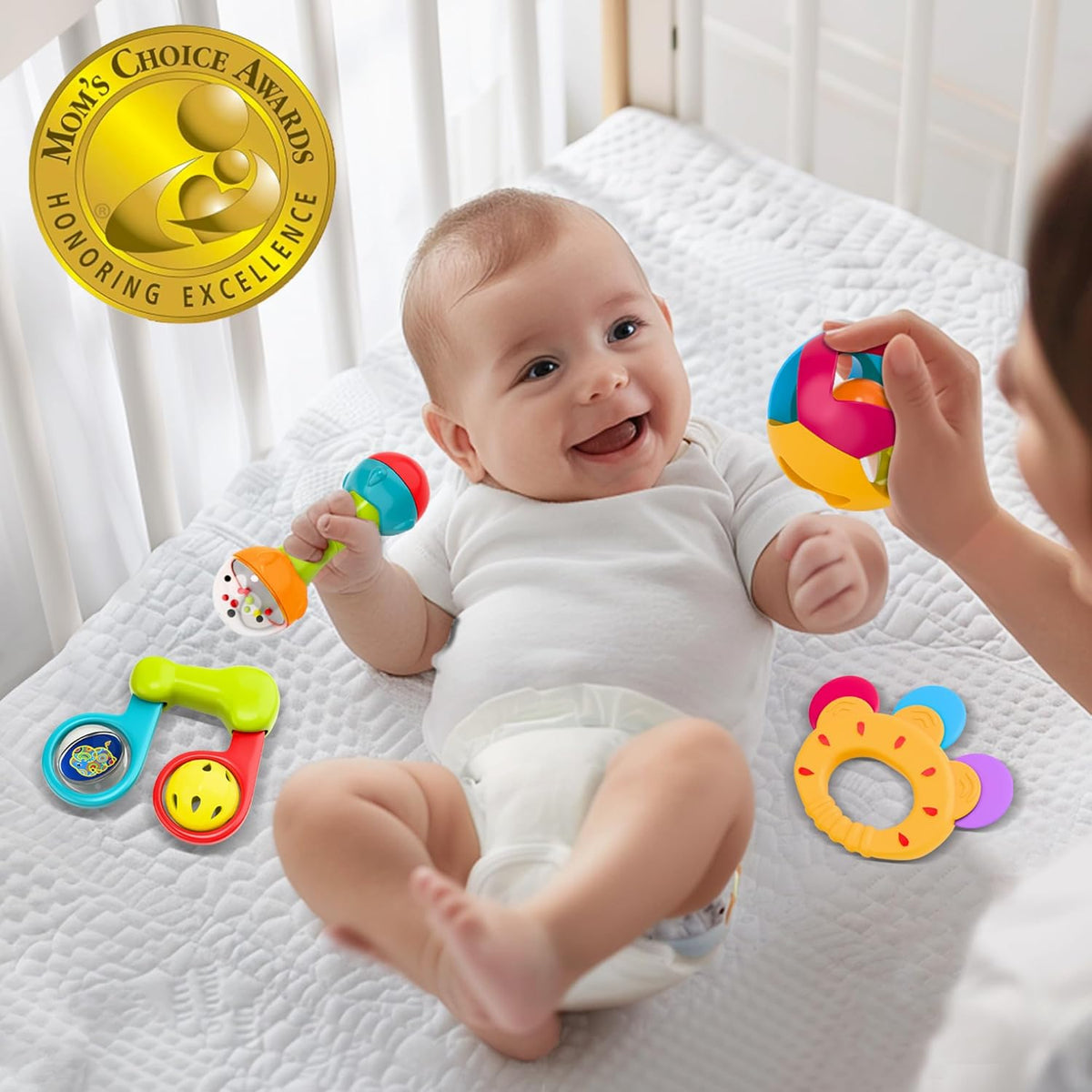 iPlay iLearn Juego de 10 juguetes de sonajeros para bebé