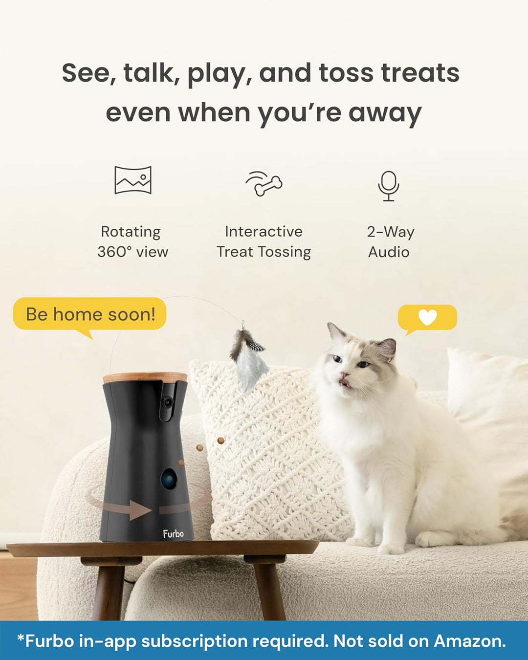 Furbo Cámara para gatos de 360° [requiere suscripción] Desbloqueo c...