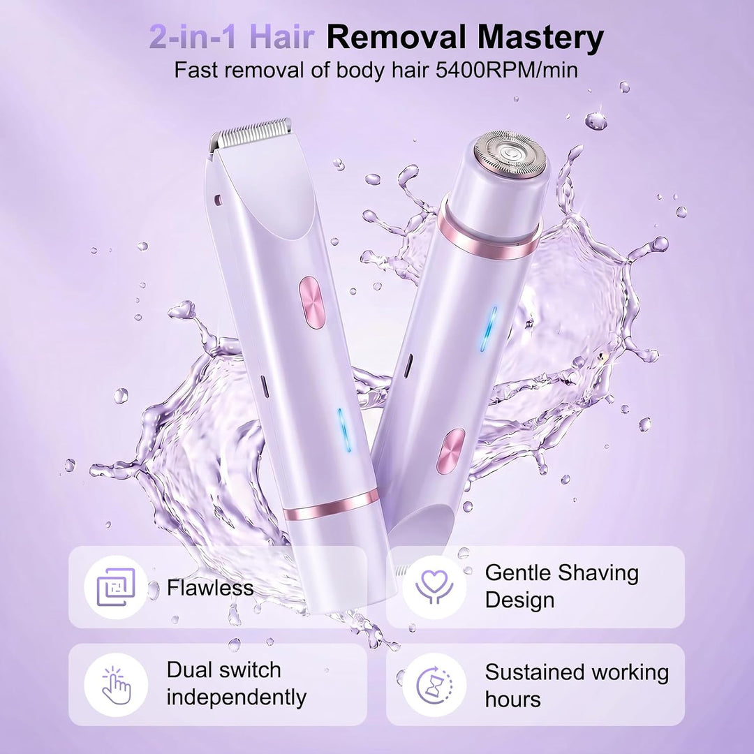 Debark Recortadora de bikini 2 en 1 para mujer, maquinilla de afeit...