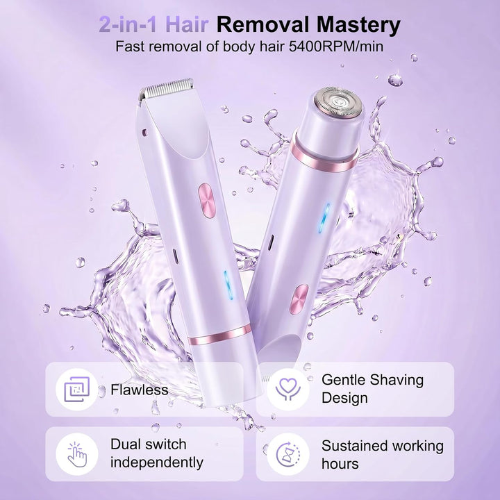 Debark Recortadora de bikini 2 en 1 para mujer, maquinilla de afeit...