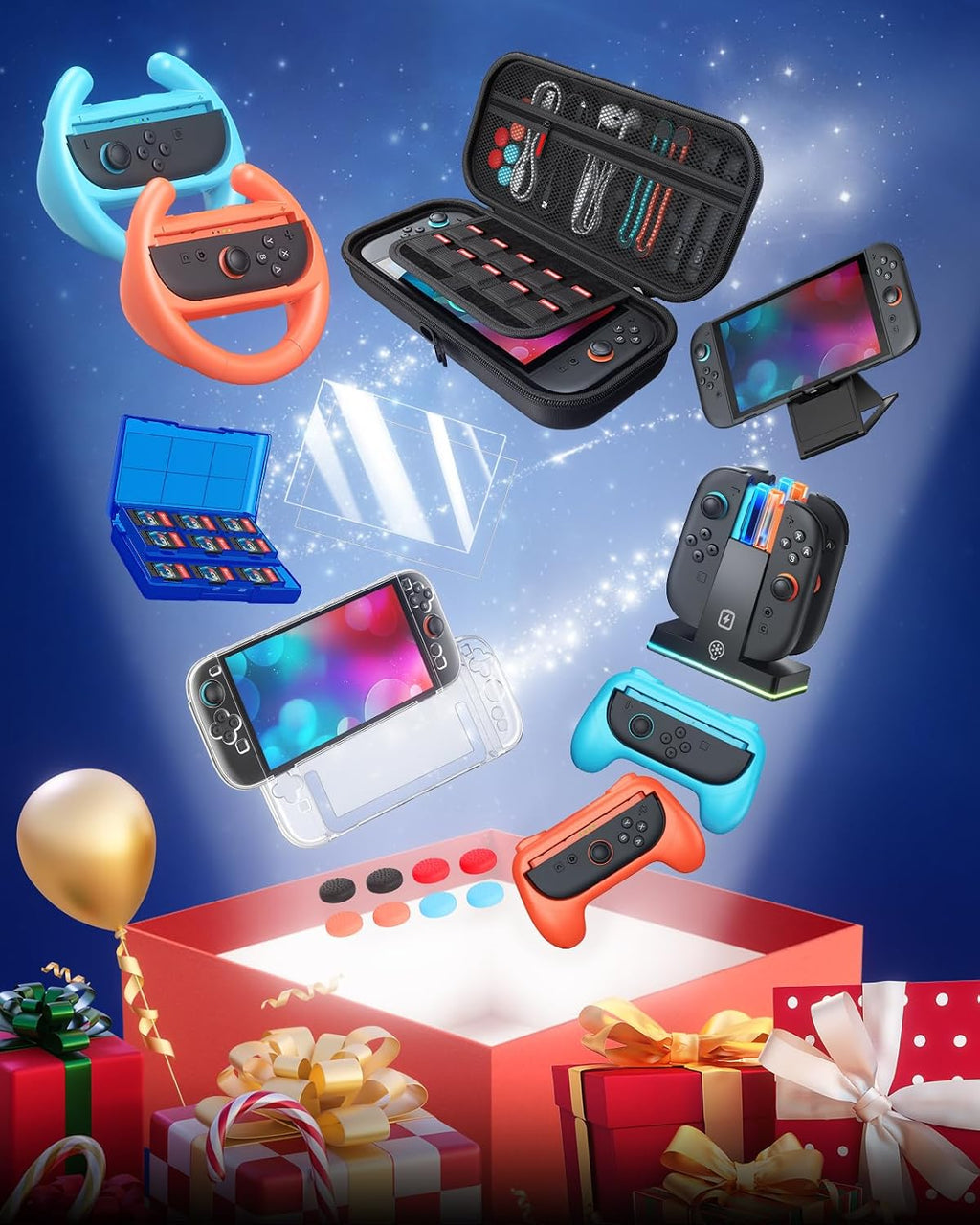 Estuche Bundle de Accesorios para Switch 2, Carga, Grip para Nintendo Switch 2