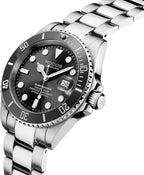 ROCOSJEWE Reloj mecánico automático para hombre, esfera negra, bisel de cerámica, impermeable, pantalla de calendario luminoso, correa ajustable de acero inoxidable, regalos R0158black