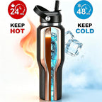 Botella de agua aislada de 32 onzas de acero inoxidable de triple pared con