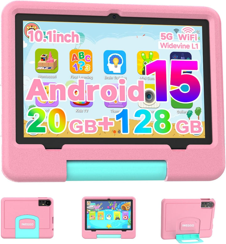 IWEGGO Tablet Android 15 para niños con estuche EVA, tablet de 10 p...