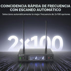 MELONARE Sistema de micrófono inalámbrico de escaneo automático UHF dual
