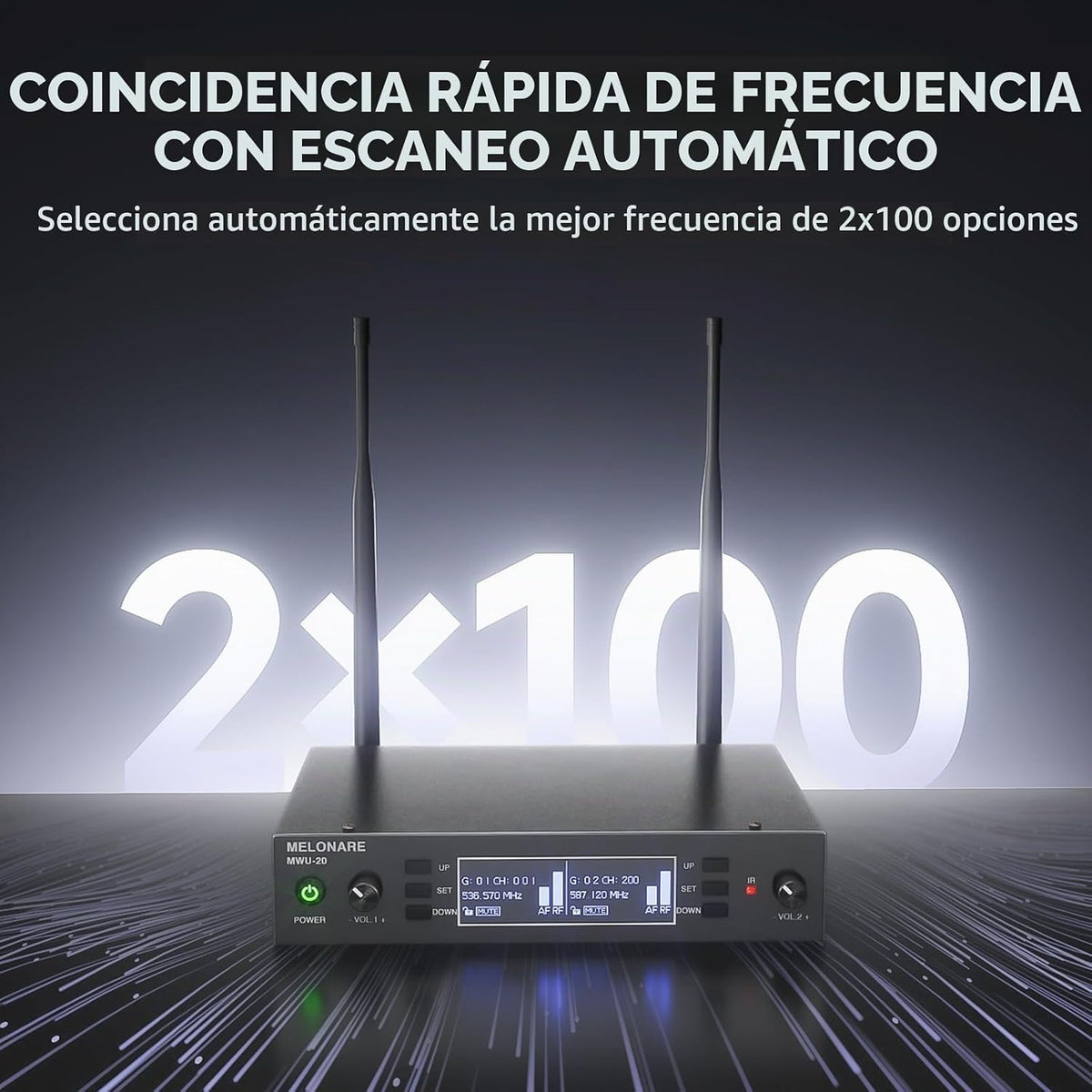 MELONARE Sistema de micrófono inalámbrico de escaneo automático UHF dual