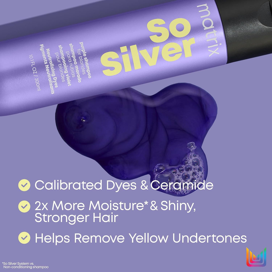Matrix So Silver Champú Morado - Neutraliza los tonos amarillos, de...