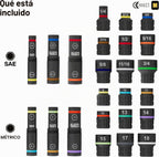Klein Tools 65500KNECT KNECT Juego de llaves de impacto, juego de llaves de paso SAE y métrico, ratilla de 90 dientes, estuche MODbox, SAE, métrico, mango de destornillador, brocas, 39 piezas