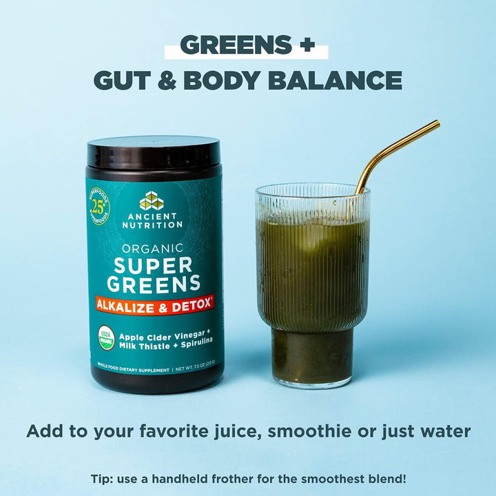 Ancient Nutrition Supergreens Alkalize &amp; Detox - Polvo de super...