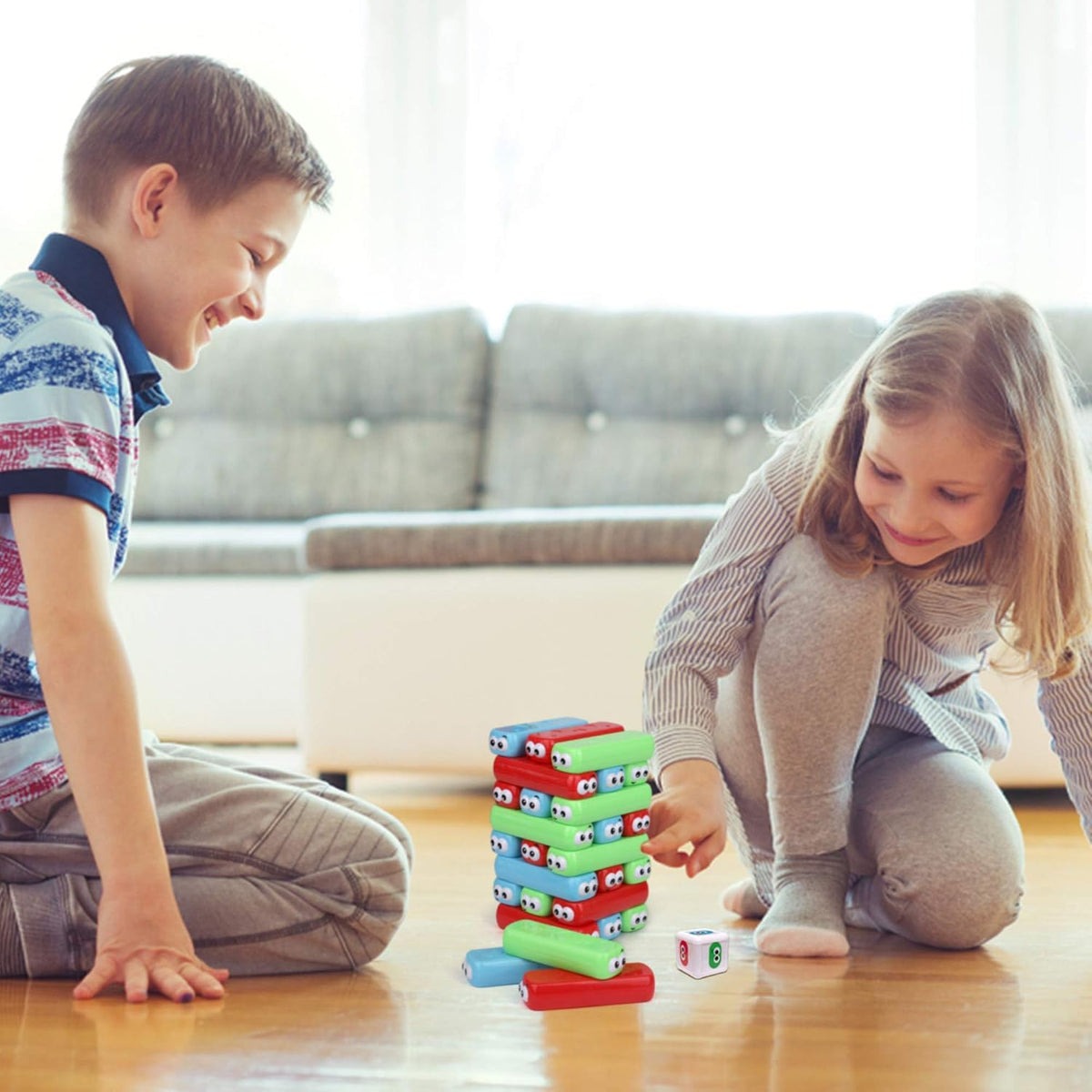 Point Games Googly Tower - Juego de torre apilable con diseño divertido, rompecabezas de desarrollo e interactivo, habilidades estabilizadoras de pruebas, a partir de 3 años