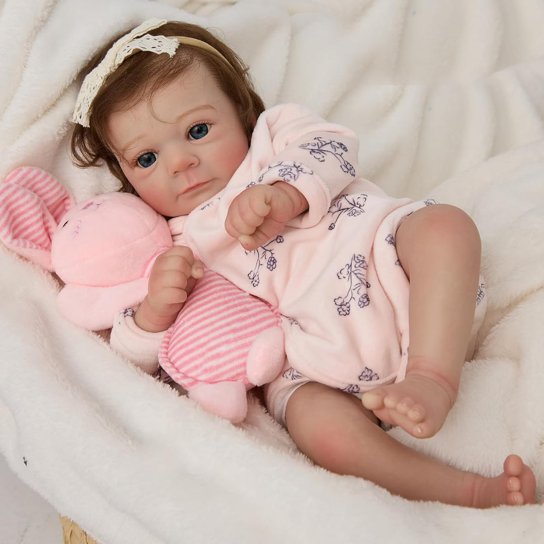 MYREBABY Muñeca Reborn realista y linda de 17" de niña con ojos...