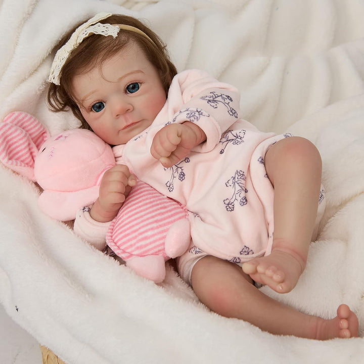 MYREBABY Muñeca Reborn realista y linda de 17" de niña con ojos...
