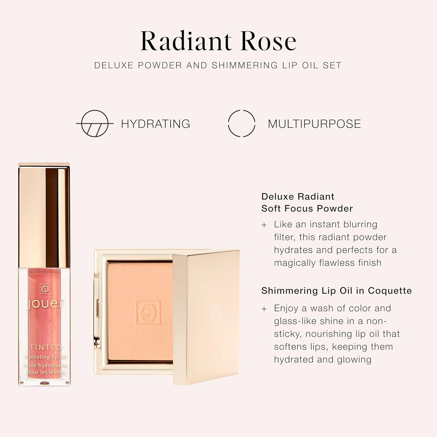 Jouer Radiant Rose Face + Juego de labios, polvo fijador translúcid...