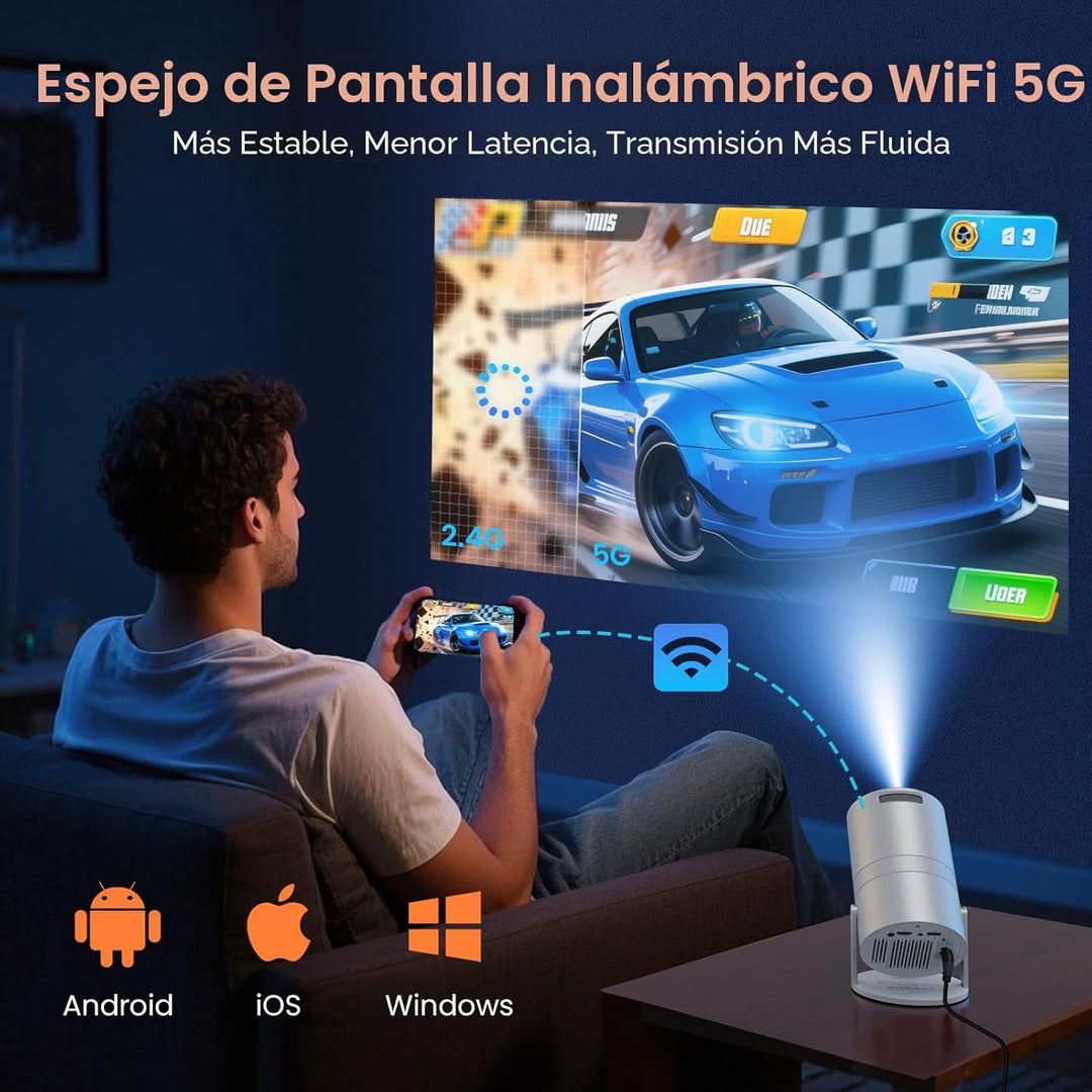 WISHOLY Mini proyector con WiFi y Bluetooth, proyector de películas...