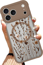 OOK Funda de teléfono marrón con flores florales para Pro de 6.3 pulgadas