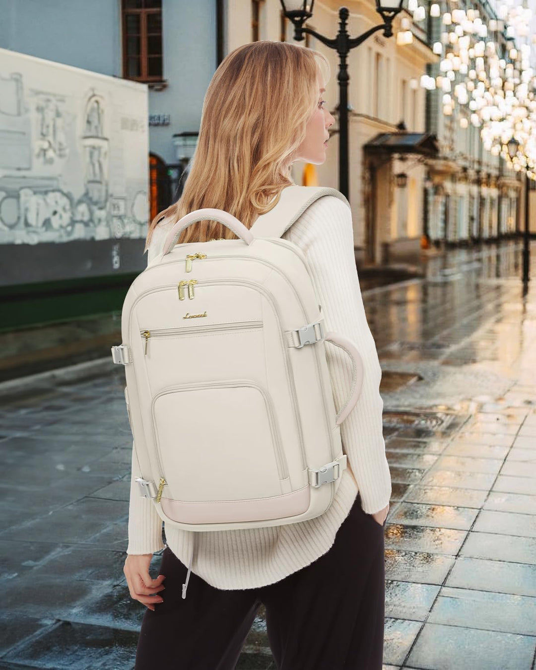 LOVEVOOK Mochila de viaje para mujer y hombre, Beige, Mochilas de v...