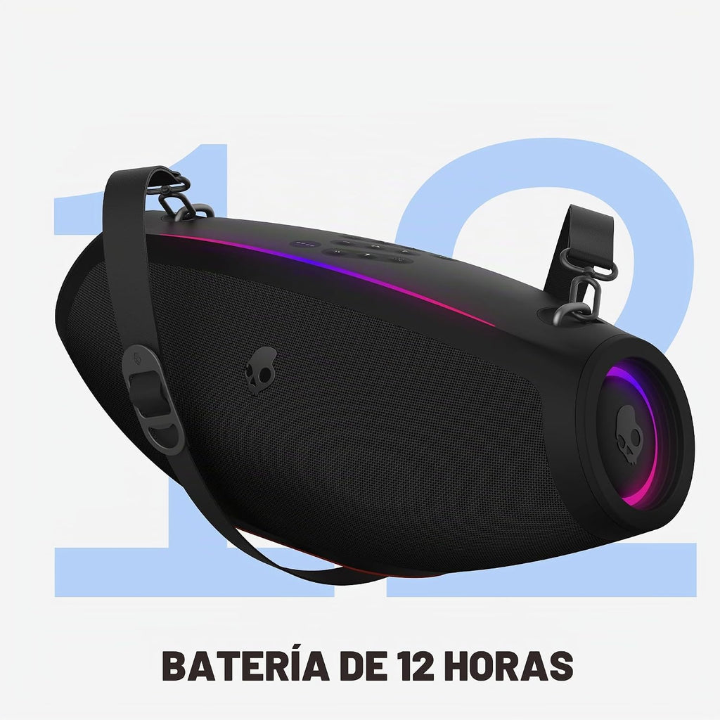 Skullcandy Barrel 2 Bocina Boombox Bluetooth con Luces LED, 12H Batería