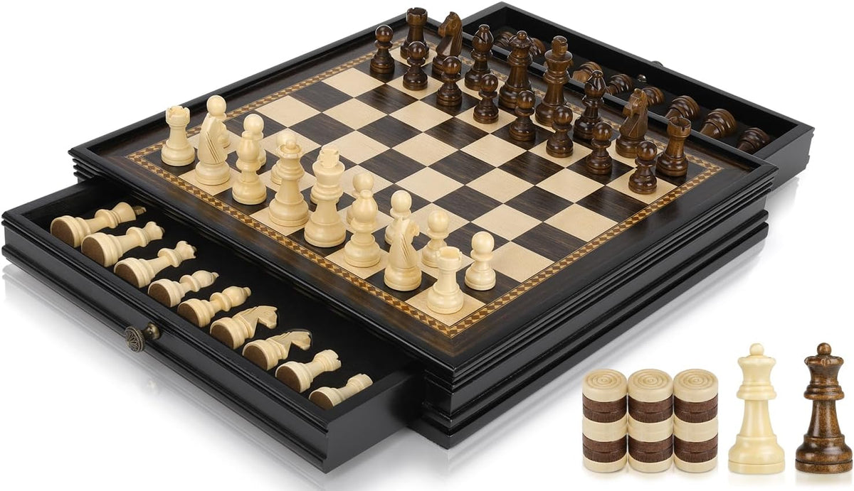 Peradix - Juego de ajedrez magnético y damas con 2 cajones de