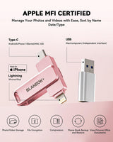 BLANBOK+ Memoria flash USB certificada MFi de 512GB para iPhone, un...