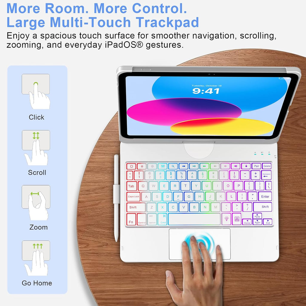 CC Store Funda táctil para iPad A16 de 11ª y 10ª generación con teclado