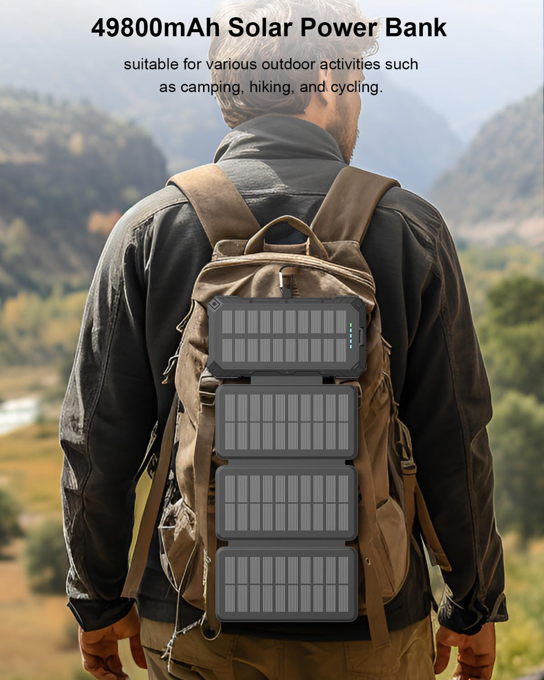 Kepswin Cargador solar de 49800 mAh con 4 cables integrados y 4 pan...