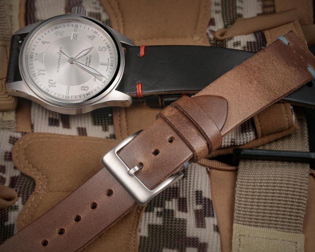 hemsut h Horween - Correas de reloj de cuero para hombre, correa de cuero de liberación rápida para reloj, envoltura de repuesto de 0.71 pulgadas, 0.78 pulgadas, 0.86 pulgadas