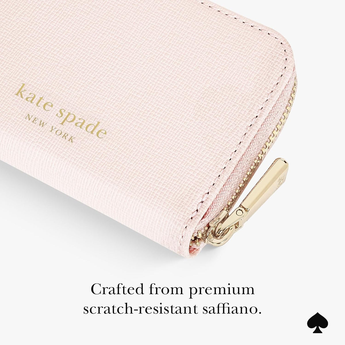 kate spade new york Devin Zip - Tarjetero magnético, color rosa tiza