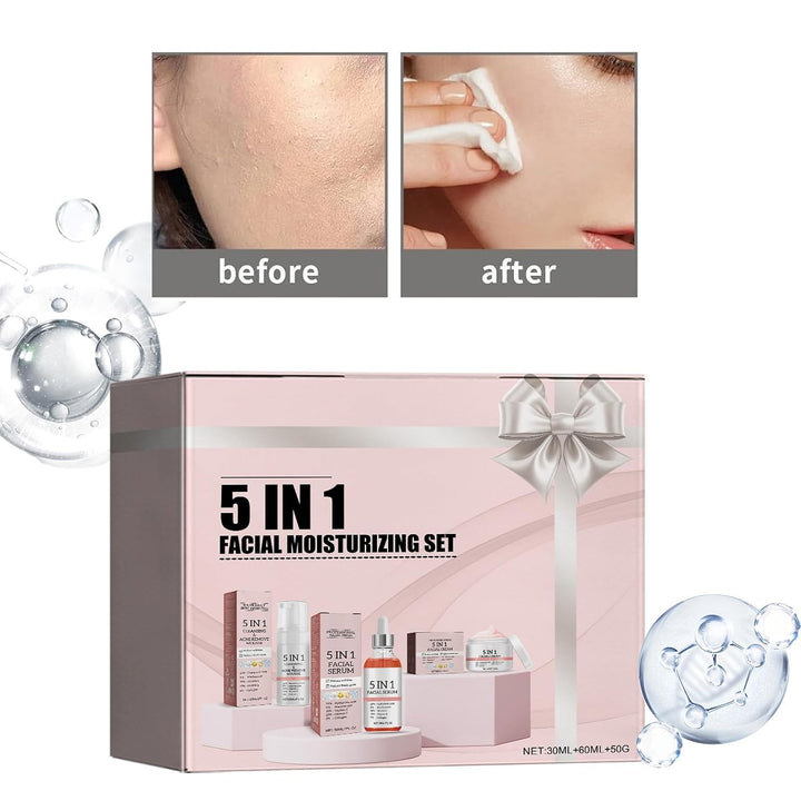 Serum facial 5 en 1, kit de cuidado de la piel hidratante para la c...