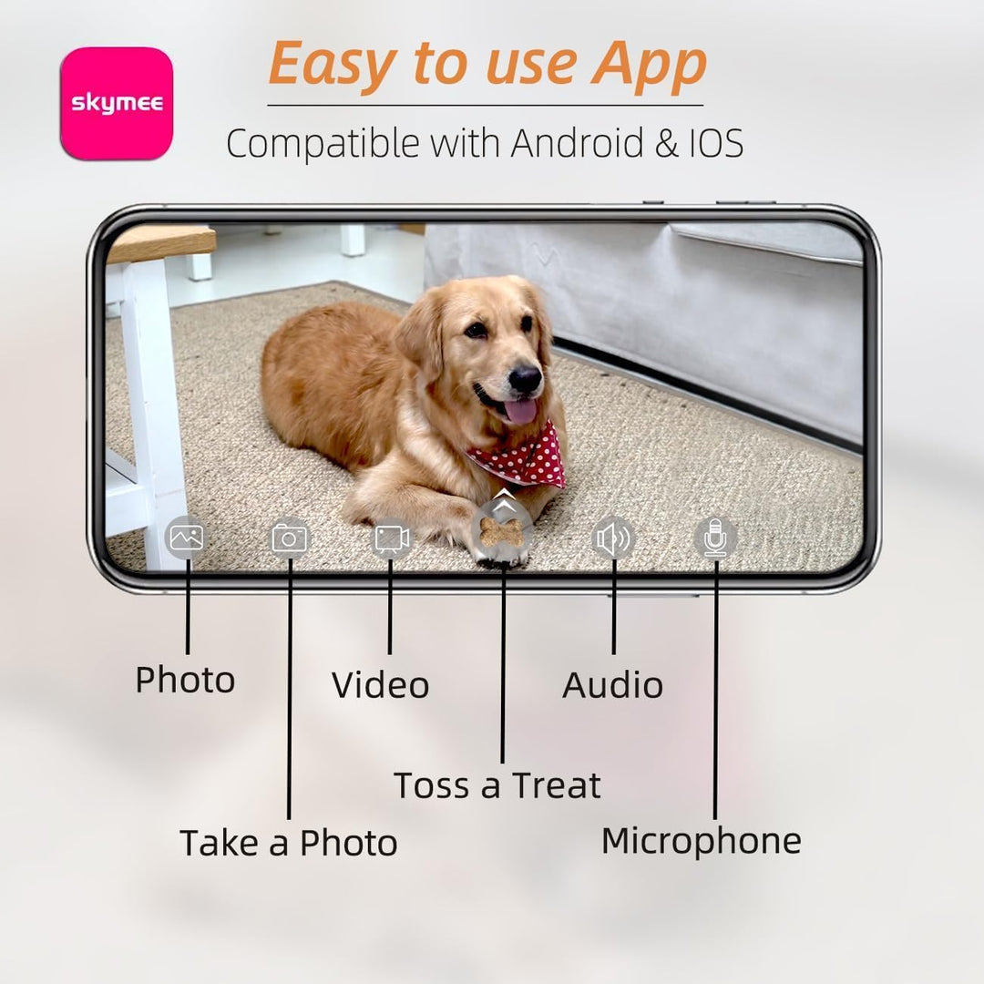 SKYMEE Dispensador de golosinas para perros, cámara remota WiFi par...