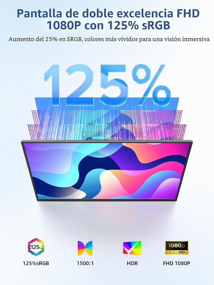 UPERFECT Monitor portátil con pantalla táctil de 15.6 pulgadas, 125...