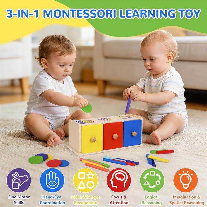 Juguetes Montessori de madera para niños de más de 1 año, habilidad...