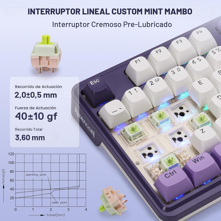 Redragon K745 PRO Teclado de juego inalámbrico con junta RGB, tecla...