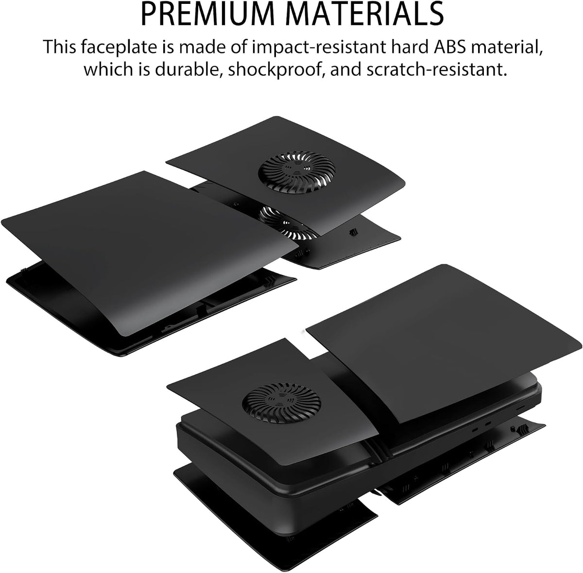 Cubiertas Frontales para PS5 Pro Edition Digital con tira de luz RGB y filtro de polvo con ventilas de enfriamiento DOBEWINGDELOU 400+ efectos anillo de luz LED, placa frontal de consola, kit de decoración de accesorios negro
