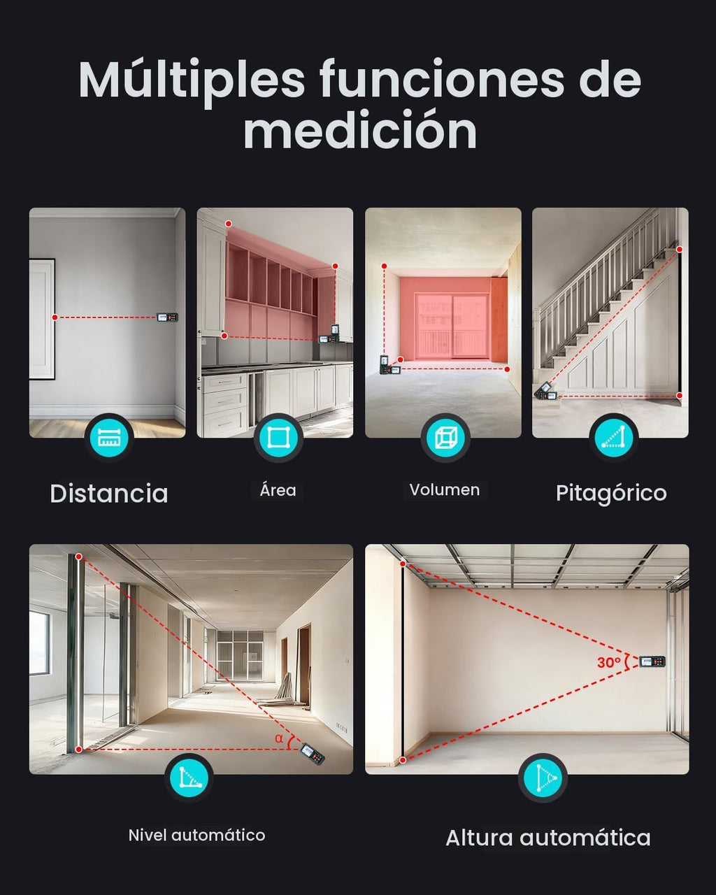 MILESEEY Láser Medidor, Herramienta de Medición Láser con Sensor de Ángulo