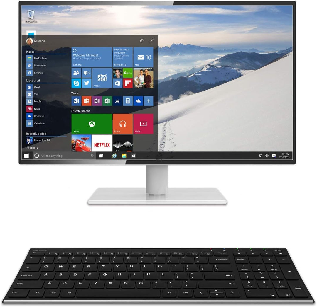 Arteck Teclado inalámbrico USB de acero inoxidable ultra delgado te...