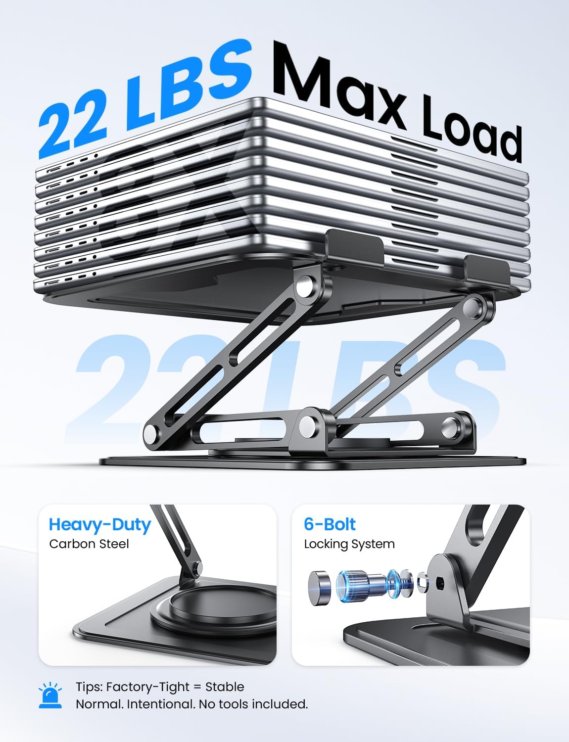 Soporte para laptop de 15 pulgadas para escritorio giratorio de 360°