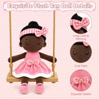 SQEQE Muñeca de bebé negra suave, muñecas de trapo de felpa de 11 pulgadas para regalo de cumpleaños de niña de 1 año, muñecas multiculturales para bebés afroamericanos, juguetes para bebés, niños