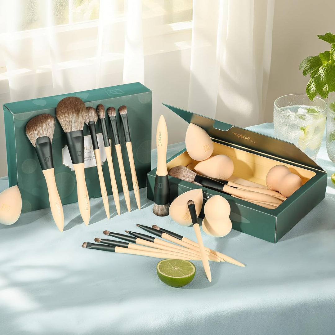 DUcare Juego de regalo de maquillaje, 18 piezas, con 14 brochas de...
