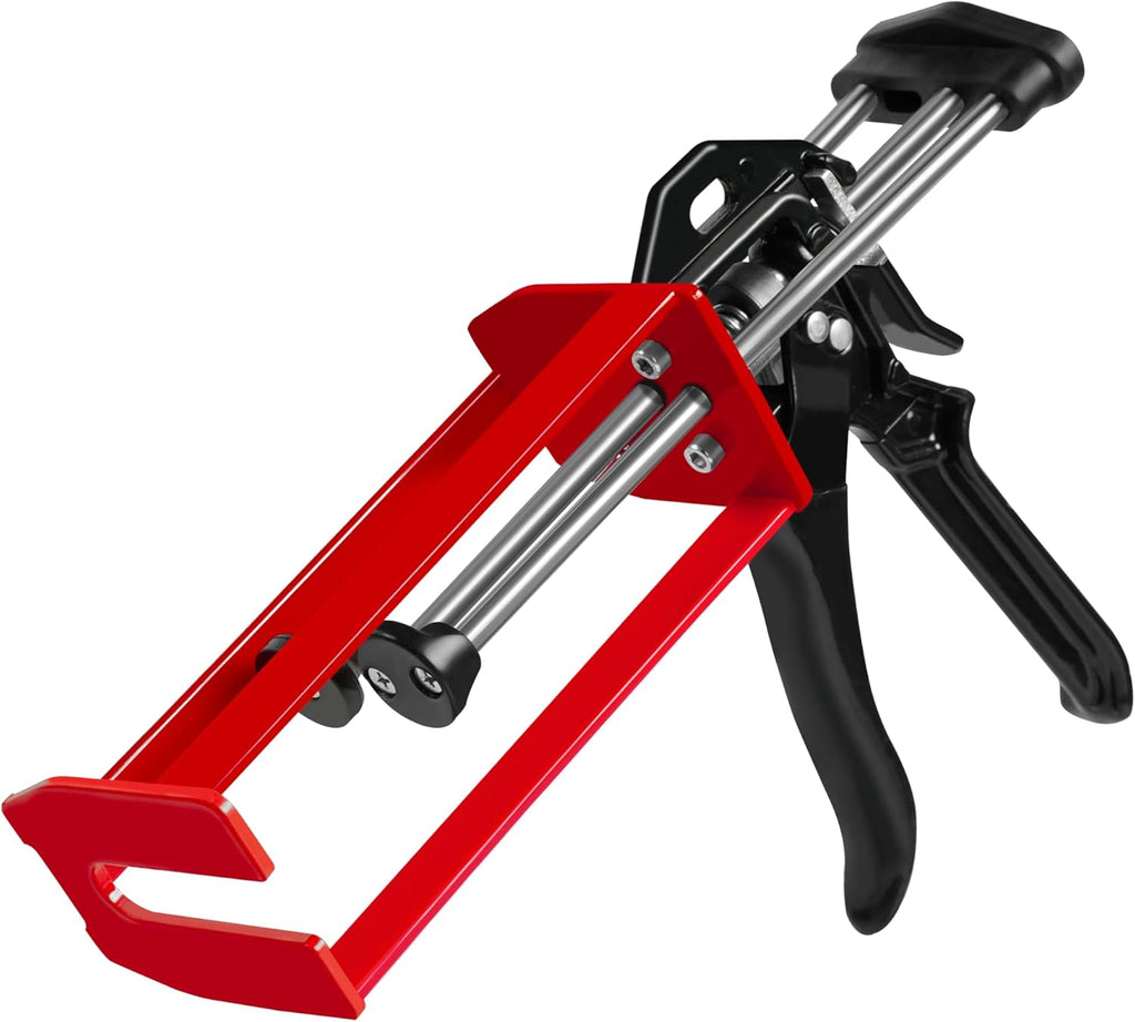 Pistola epoxi de doble componente de 6.8 fl oz – Manual 1:1 y 2:1 aplicador adhesivo para epoxi, uretano, acrílico, pistola adhesiva de 2 partes de alto empuje para unión de paneles, reparación estructural y plástica, rojo