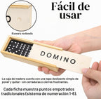 Noamus Juego de 30 mini dominó de madera, juego de dominó doble de 6 con estuche de madera e instrucciones (idioma español no garantizado), regalo de fiesta de dominó a granel, juego de caja de viaje de dominó de 28 azulejos, actividad de mesa clásica en