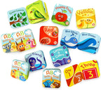 Juego de 12 libros de baño Super Bath (frutas, amigos del océano, ABC, libros de números; libros de baño de reconocimiento de color, incluyendo temas de color amarillo, verde, rojo y azul, libros de