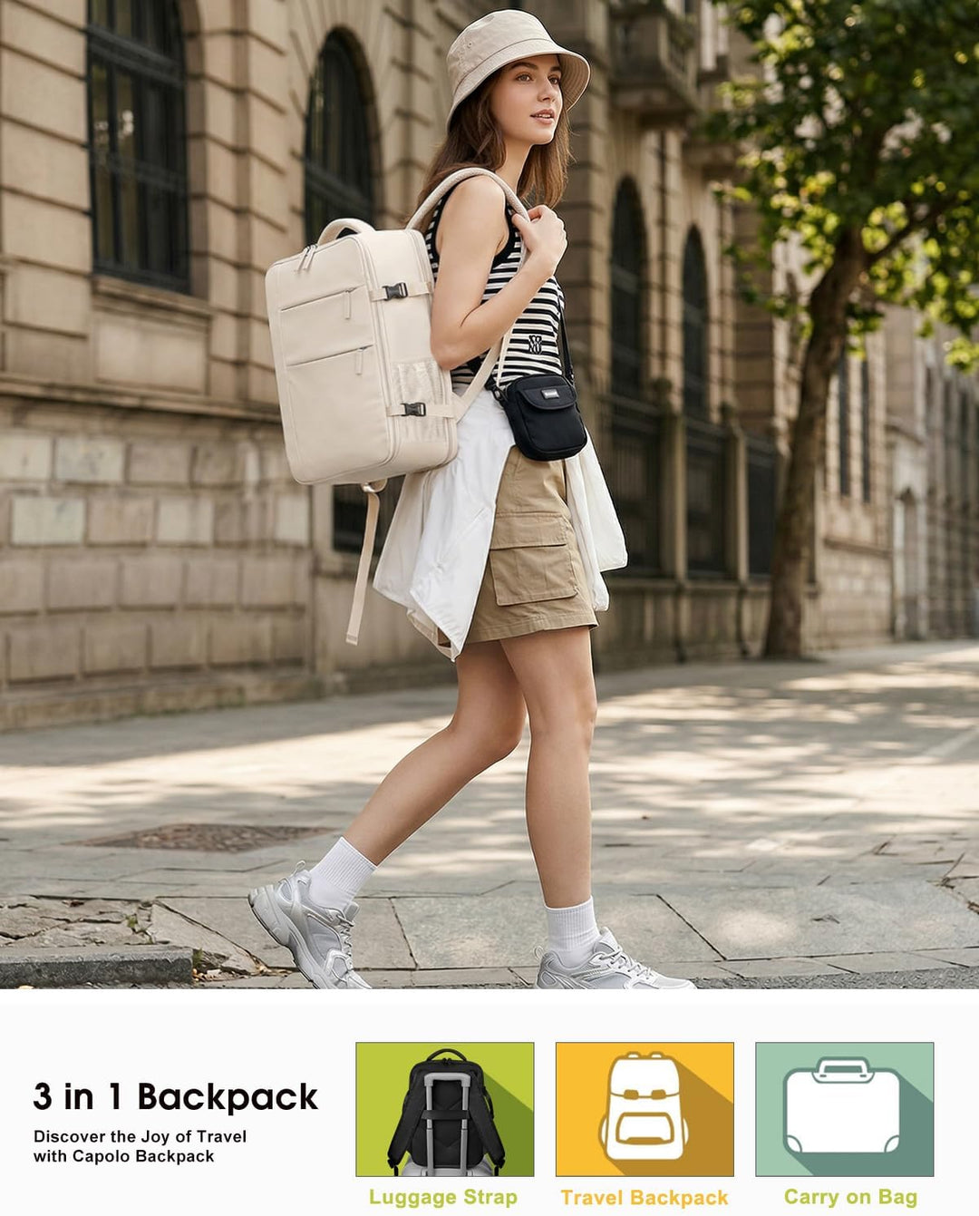 Capolo Mochila de viaje para mujeres y hombres, mochila impermeable...